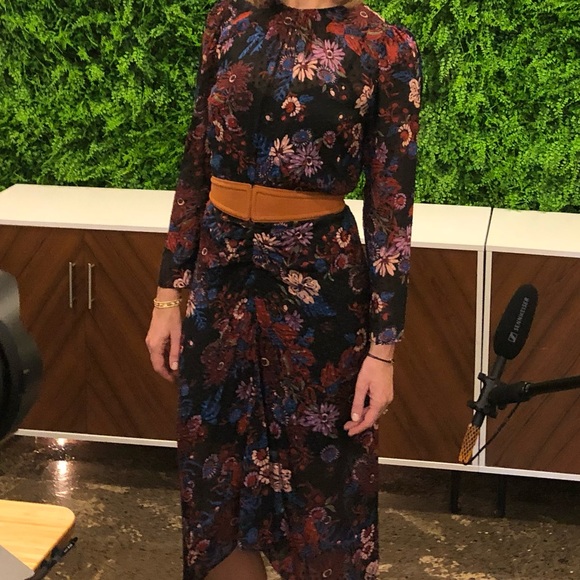 Veronica Beard Raylee Ruched Floral Midi Dress Size 4 - Picture 7 of 7